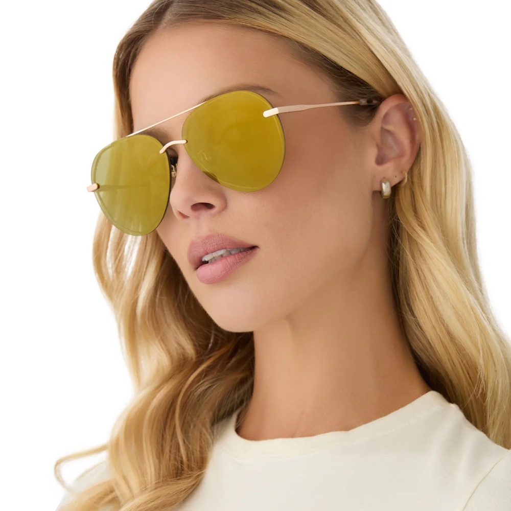 Diff Eyewear Gold Aviator Sunglasses